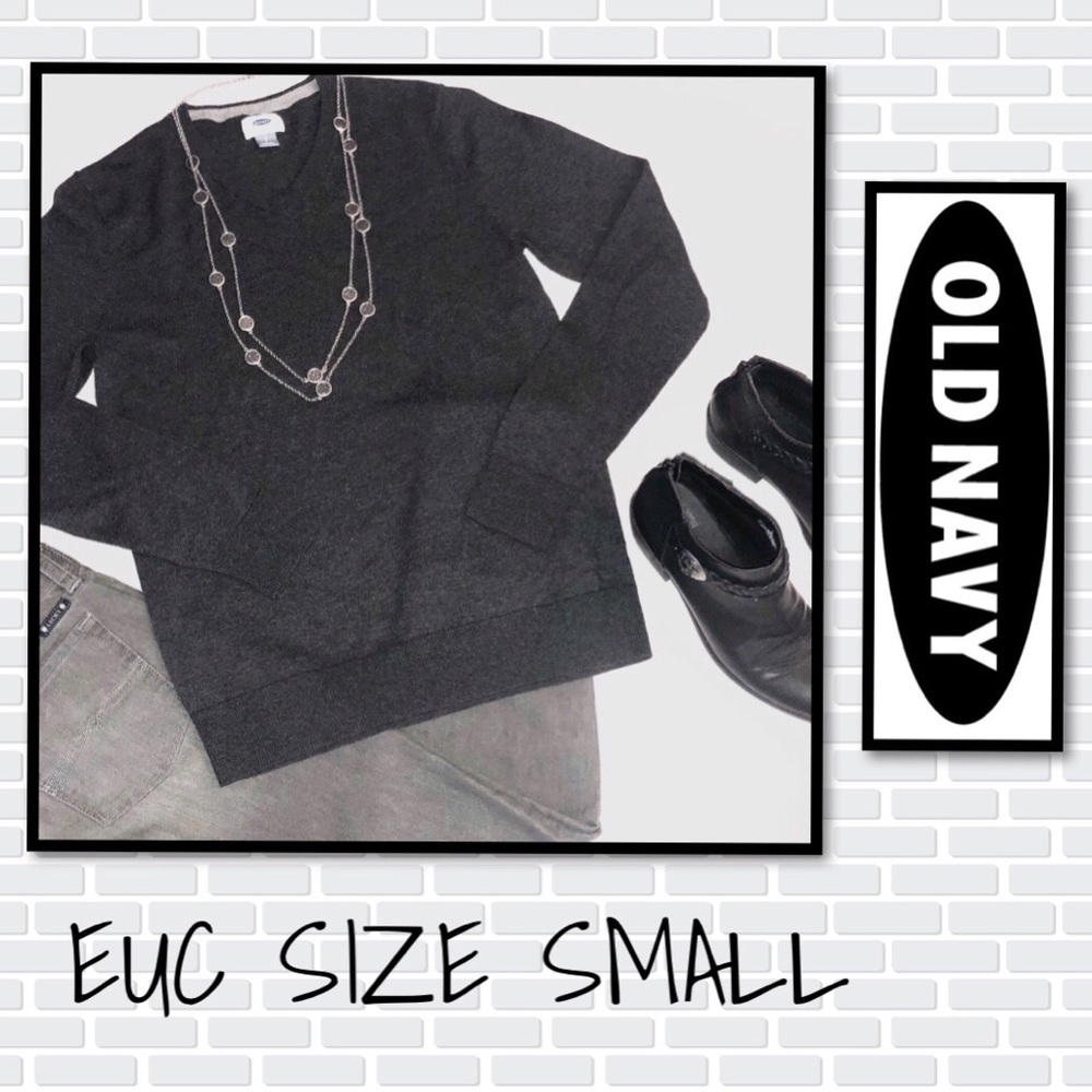 EUC VERY SOFT DARK GREY V NECK SWEATER OLD NAVY